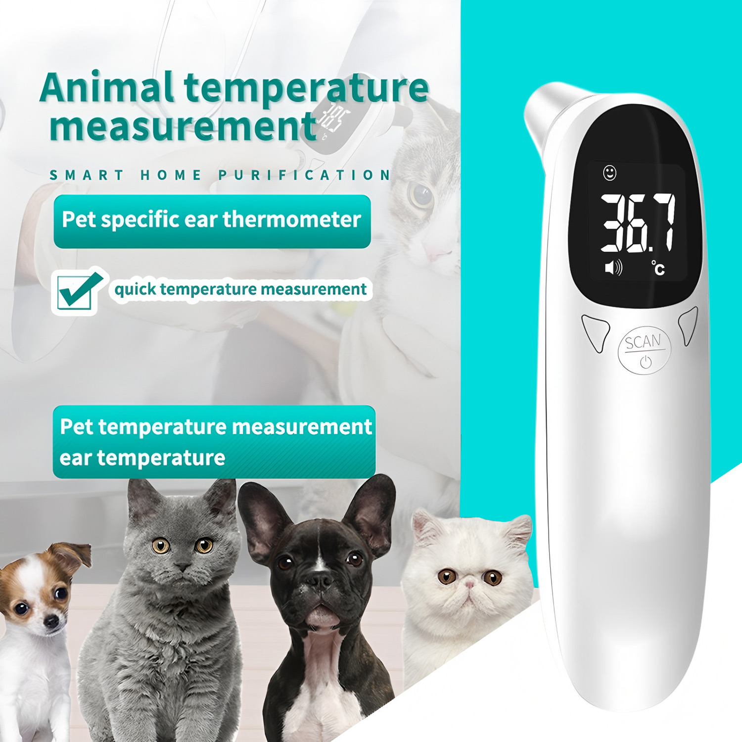 Pet Supplies Warehouse - Termómetro Digital para Oídos de Mascotas,